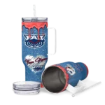 custom florida atlantic owls heart helmet motif blue curved tumbler best selling.webp