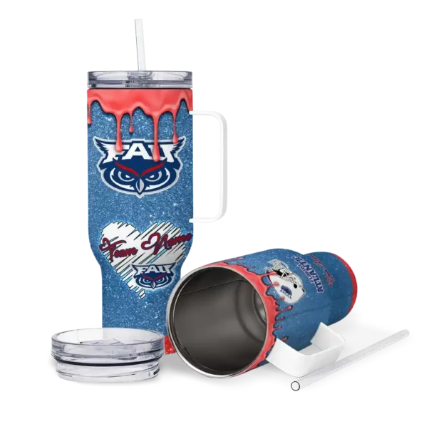 custom florida atlantic owls heart helmet motif blue curved tumbler high quality.webp