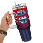 custom florida atlantic owls hex texture blue curved tumbler best selling.webp