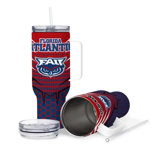 custom florida atlantic owls hex texture blue curved tumbler high quality.webp