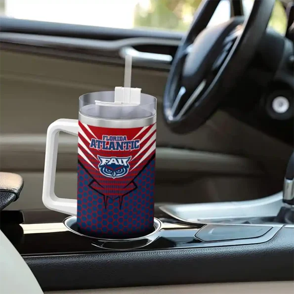 custom florida atlantic owls hex texture blue curved tumbler trendy.webp