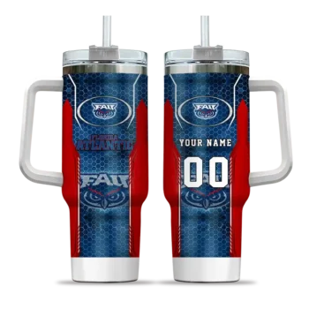 custom florida atlantic owls hexagon armor blue curved tumbler best selling.webp
