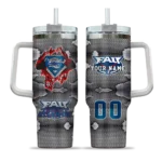 custom florida atlantic owls superman shield blue gray curved tumbler best selling.webp