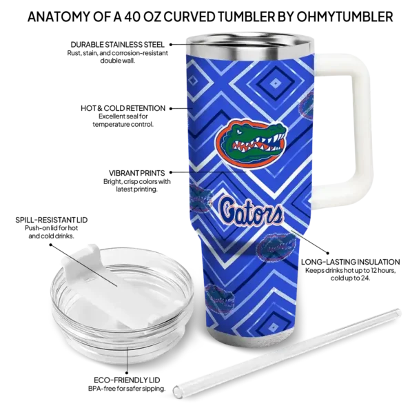 custom florida gators bold diamonds blue curved tumbler new arrival.webp