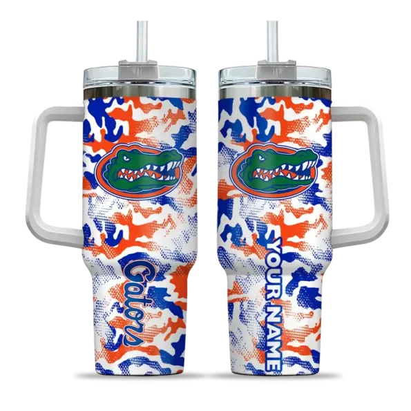 custom florida gators camo mashup blue white curved tumbler best selling.webp