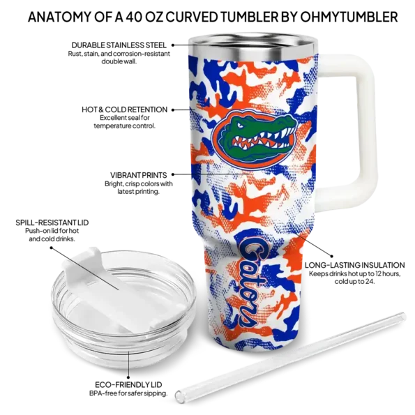custom florida gators camo mashup blue white curved tumbler new arrival.webp