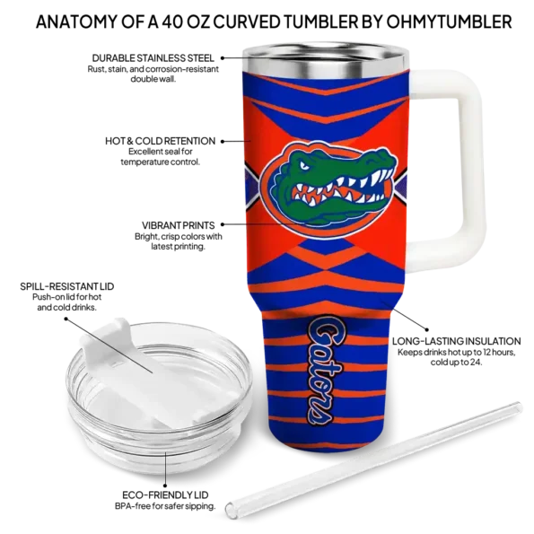 custom florida gators chevron layers blue curved tumbler new arrival.webp