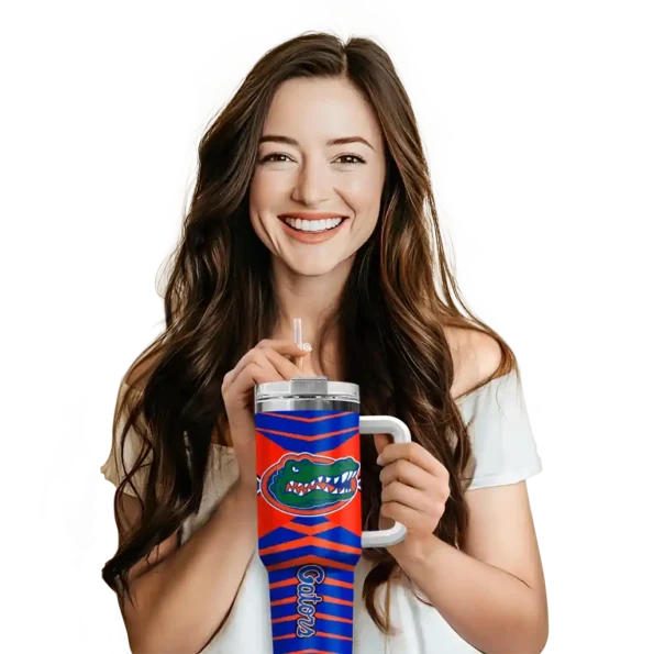 custom florida gators chevron layers blue curved tumbler premium grade.webp