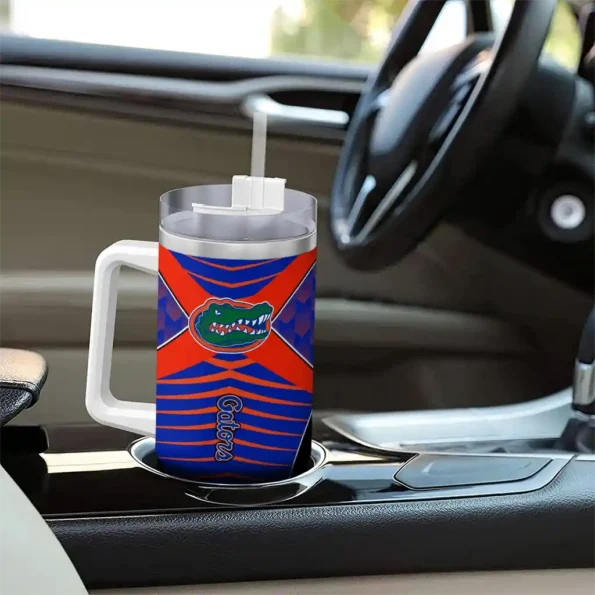 custom florida gators chevron layers blue curved tumbler trendy.webp