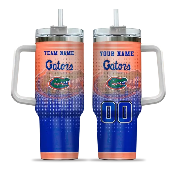custom florida gators gradient dots blue curved tumbler best selling.webp