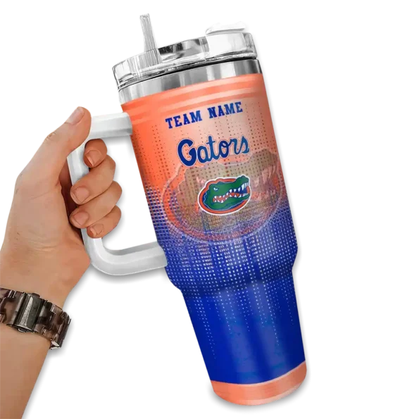 custom florida gators gradient dots blue curved tumbler fashion forward.webp