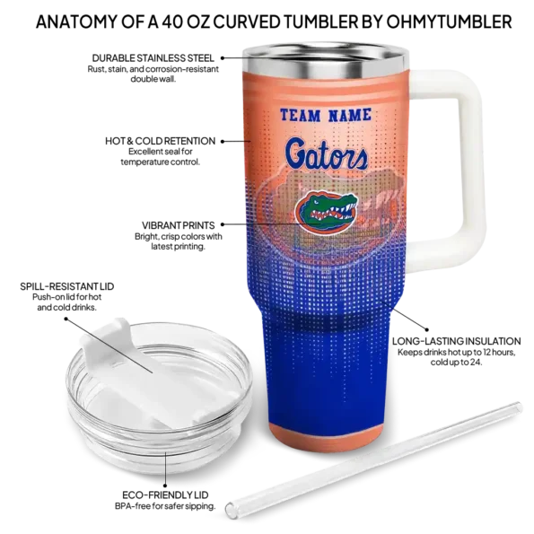 custom florida gators gradient dots blue curved tumbler new arrival.webp