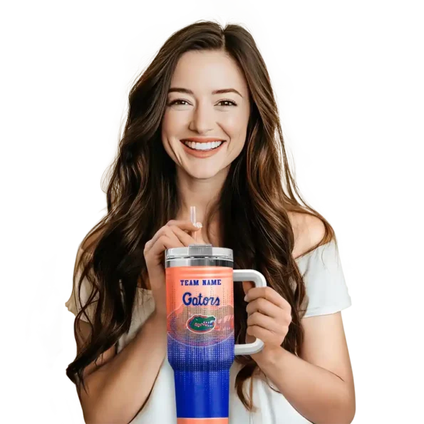 custom florida gators gradient dots blue curved tumbler premium grade.webp