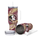 custom florida state seminoles abstract paths garnet curved tumbler best selling.webp