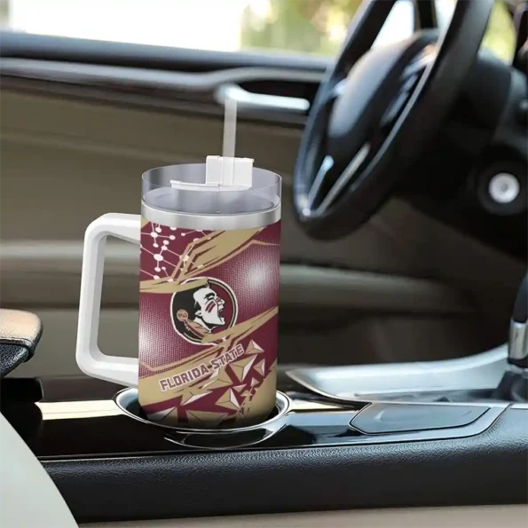 custom florida state seminoles abstract paths garnet curved tumbler trendy.webp