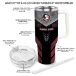 custom florida state seminoles arrow armor garnet black curved tumbler best selling.webp
