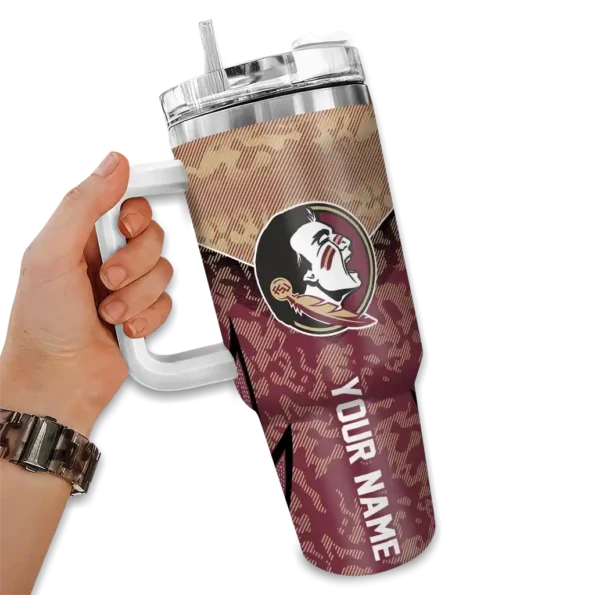 custom florida state seminoles chevron stripe garnet curved tumbler fashion forward.webp
