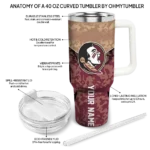 custom florida state seminoles chevron stripe garnet curved tumbler best selling.webp