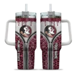 custom florida state seminoles leopard zipper garnet curved tumbler best selling.webp