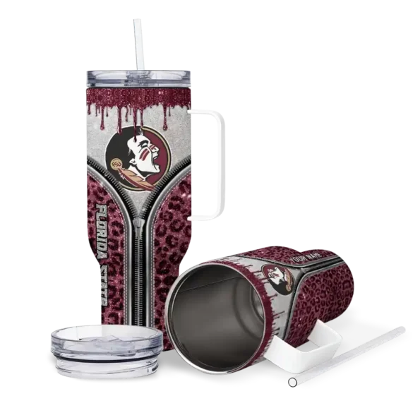 custom florida state seminoles leopard zipper garnet curved tumbler high quality.webp