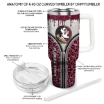 custom florida state seminoles leopard zipper garnet curved tumbler best selling.webp
