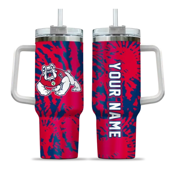 custom fresno state bulldogs burst swirl red curved tumbler best selling.webp