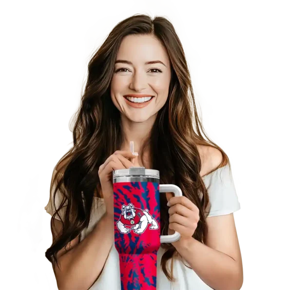 custom fresno state bulldogs burst swirl red curved tumbler premium grade.webp