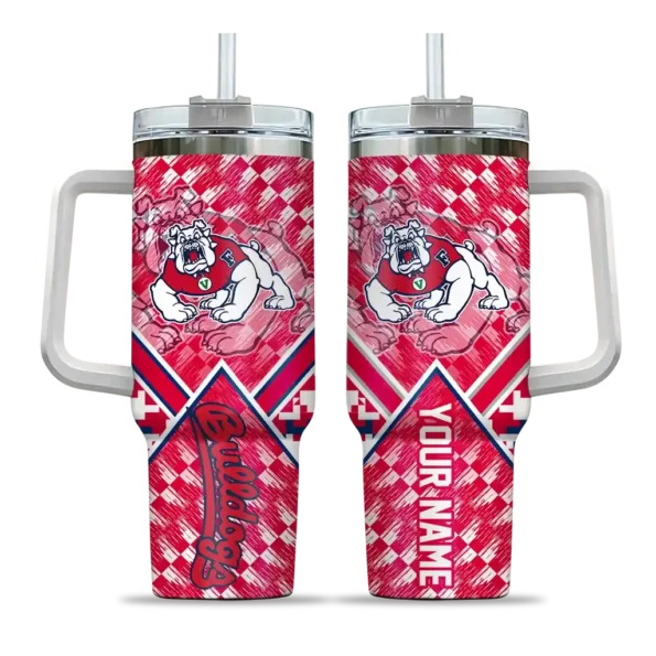 custom fresno state bulldogs chevron angle red curved tumbler best selling.webp