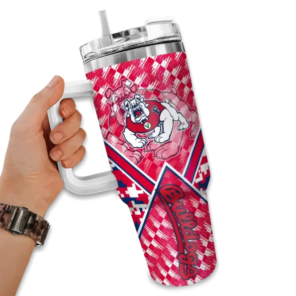 custom fresno state bulldogs chevron angle red curved tumbler fashion forward.webp