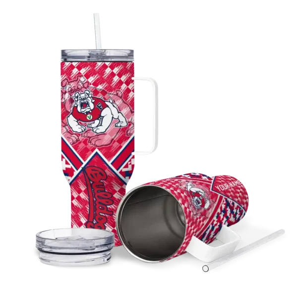 custom fresno state bulldogs chevron angle red curved tumbler high quality.webp