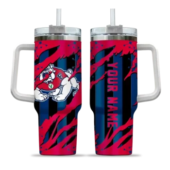custom fresno state bulldogs claw cut red black curved tumbler best selling.webp