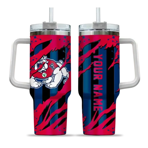 custom fresno state bulldogs claw cut red black curved tumbler best selling.webp