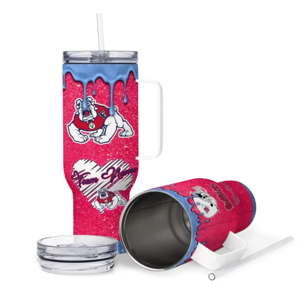 custom fresno state bulldogs heart helmet motif red curved tumbler high quality.webp