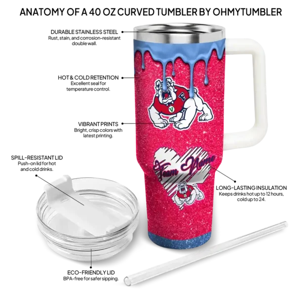 custom fresno state bulldogs heart helmet motif red curved tumbler new arrival.webp