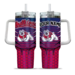 custom fresno state bulldogs hex texture red curved tumbler best selling.webp