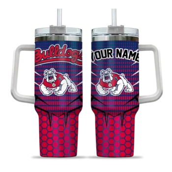custom fresno state bulldogs hex texture red curved tumbler best selling.webp