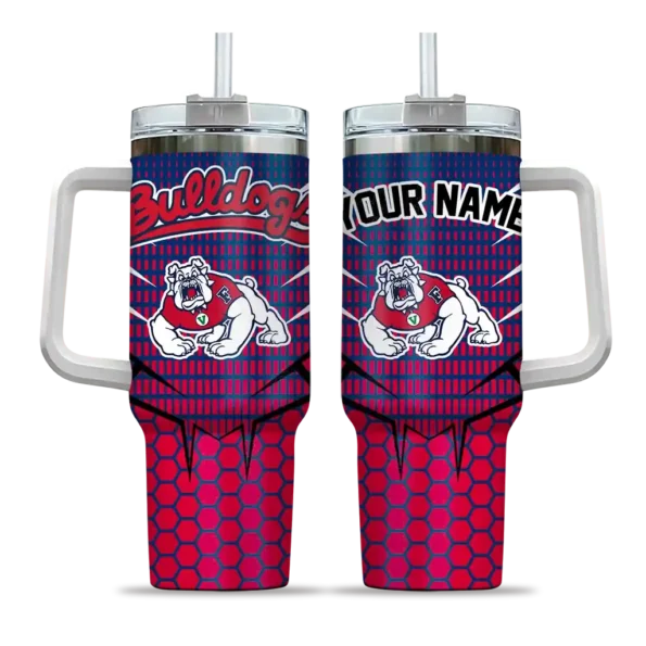 custom fresno state bulldogs hex texture red curved tumbler best selling.webp