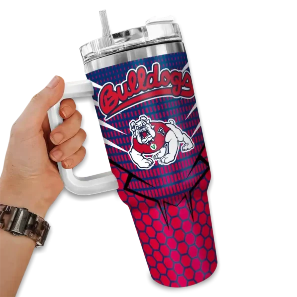custom fresno state bulldogs hex texture red curved tumbler fashion forward.webp