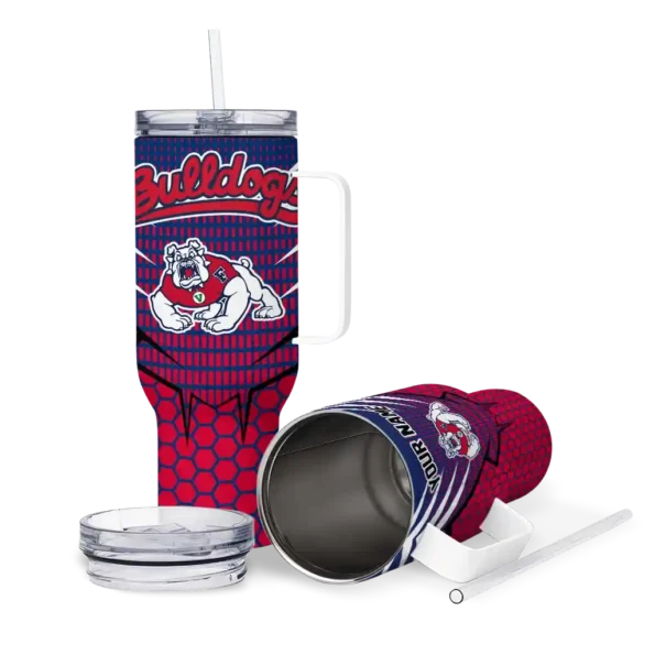 custom fresno state bulldogs hex texture red curved tumbler high quality.webp
