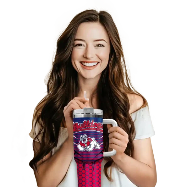 custom fresno state bulldogs hex texture red curved tumbler premium grade.webp