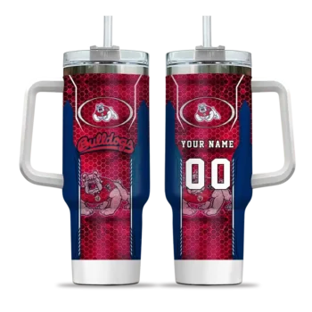 custom fresno state bulldogs hexagon armor red curved tumbler best selling.webp