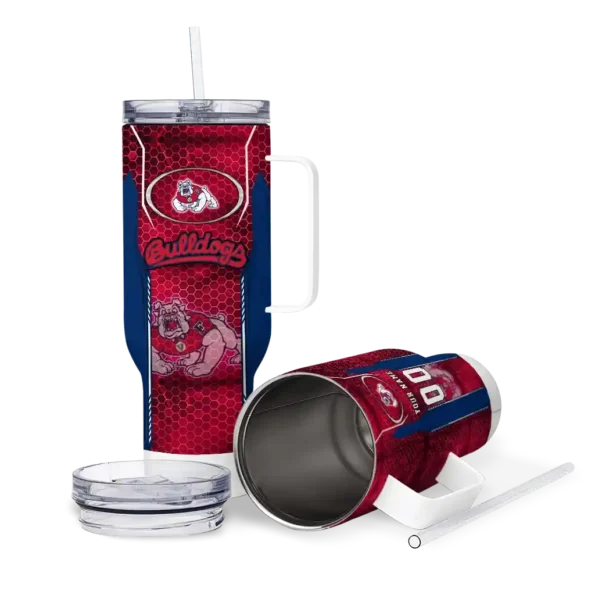 custom fresno state bulldogs hexagon armor red curved tumbler high quality.webp