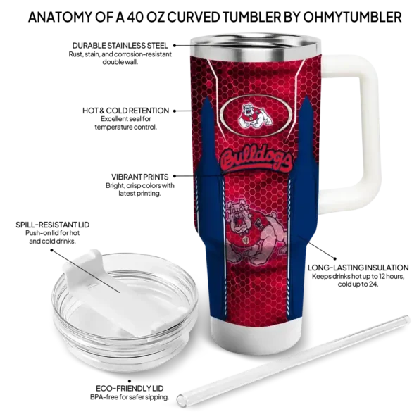 custom fresno state bulldogs hexagon armor red curved tumbler new arrival.webp