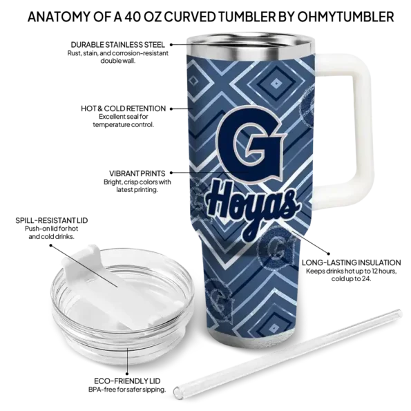 custom georgetown hoyas bold diamonds blue curved tumbler new arrival.webp