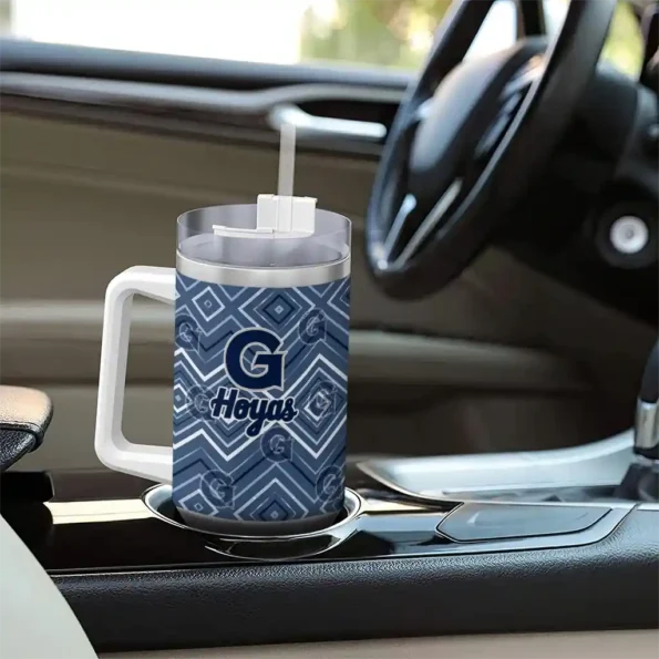 custom georgetown hoyas bold diamonds blue curved tumbler trendy.webp