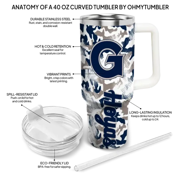 custom georgetown hoyas camo mashup blue white curved tumbler new arrival.webp