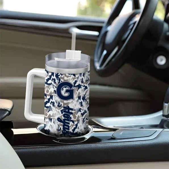 custom georgetown hoyas camo mashup blue white curved tumbler trendy.webp
