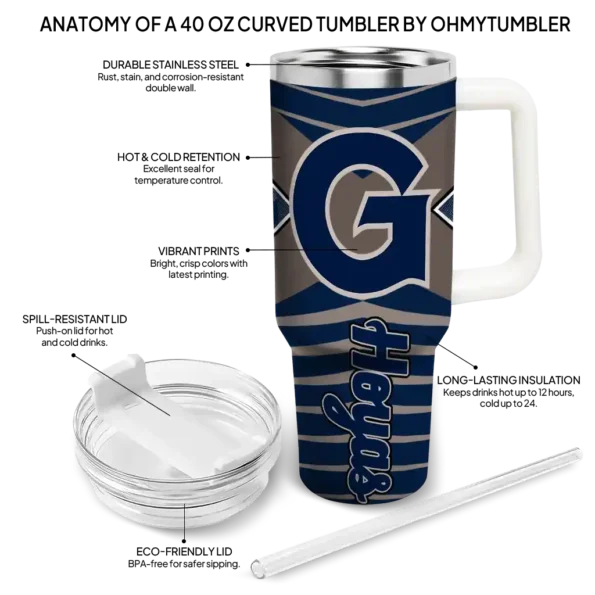 custom georgetown hoyas chevron layers blue curved tumbler new arrival.webp