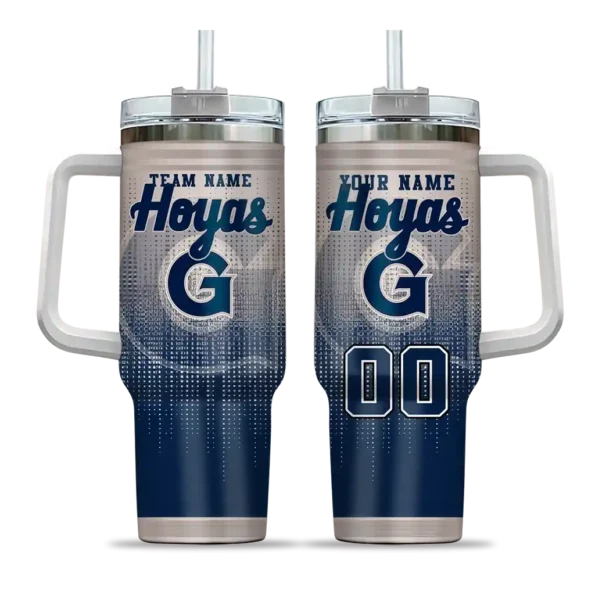 custom georgetown hoyas gradient dots blue curved tumbler best selling.webp