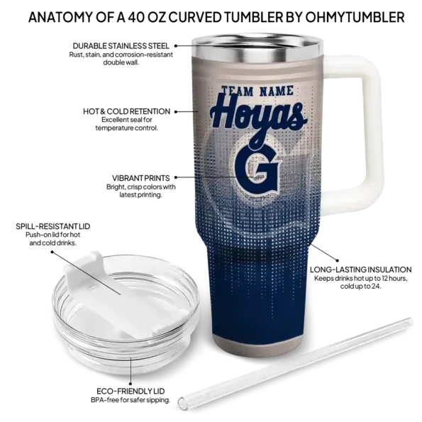 custom georgetown hoyas gradient dots blue curved tumbler new arrival.webp